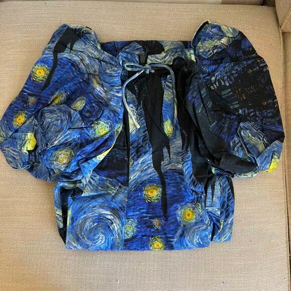 BEST Selkie The Starry Night Day Midi Dress Navy Van Gogh Masterpiece Medium - Picture 6 of 14